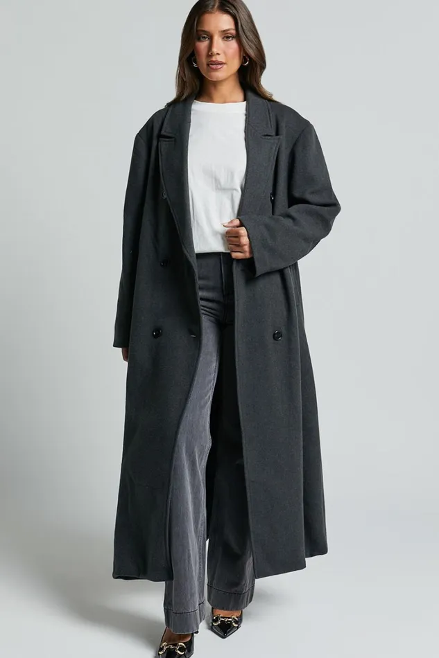 Silvena Coat 8211 Oversized Longline Tailored Coat In Slate Grey Women Showpo Jackets and Coats