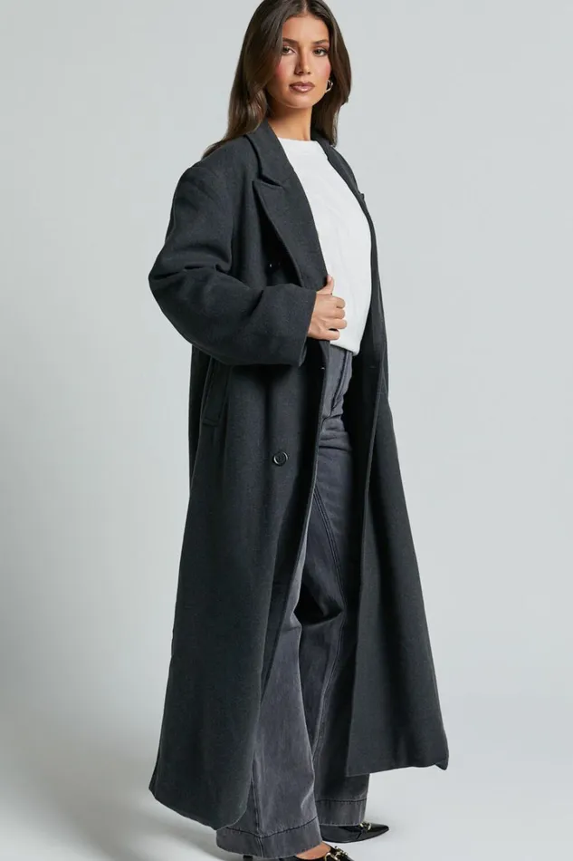 Silvena Coat 8211 Oversized Longline Tailored Coat In Slate Grey Women Showpo Jackets and Coats