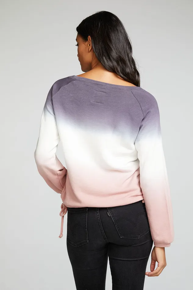 Slub French Terry Blouson Sleeve Side Tie Raglan Pullover Womens Tops Chaser Brand