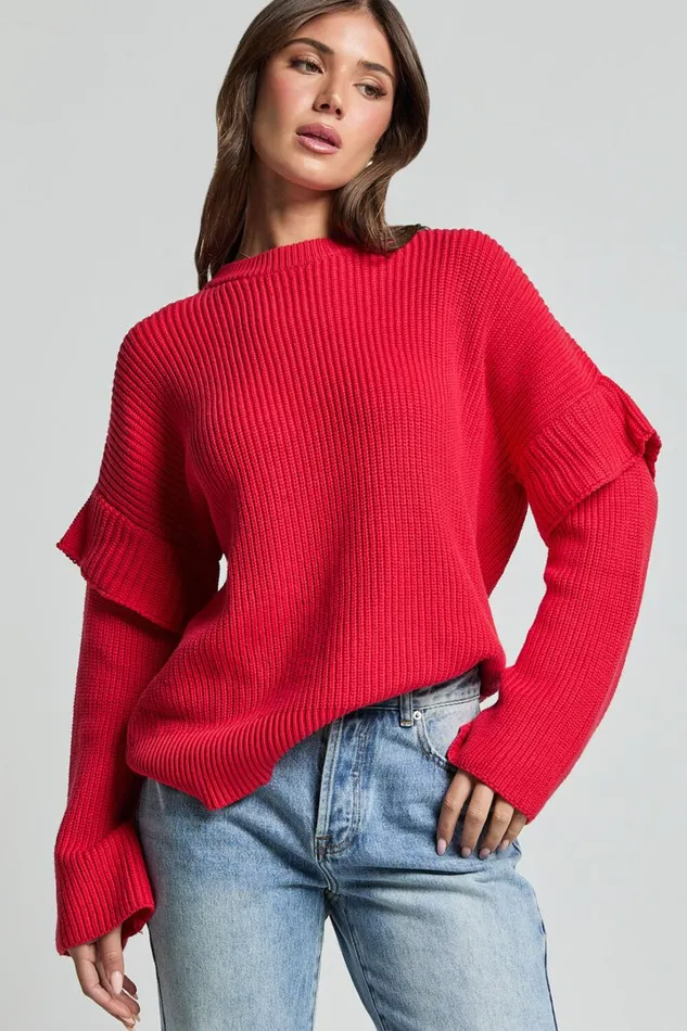 SNDYS The Label 8211 Marabella Knit Jumper In Cherry Women Showpo Sweaters and Cardigans