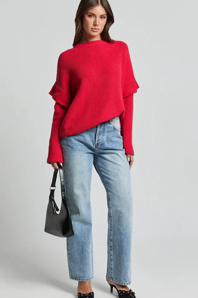 SNDYS The Label 8211 Marabella Knit Jumper In Cherry Women Showpo Sweaters and Cardigans