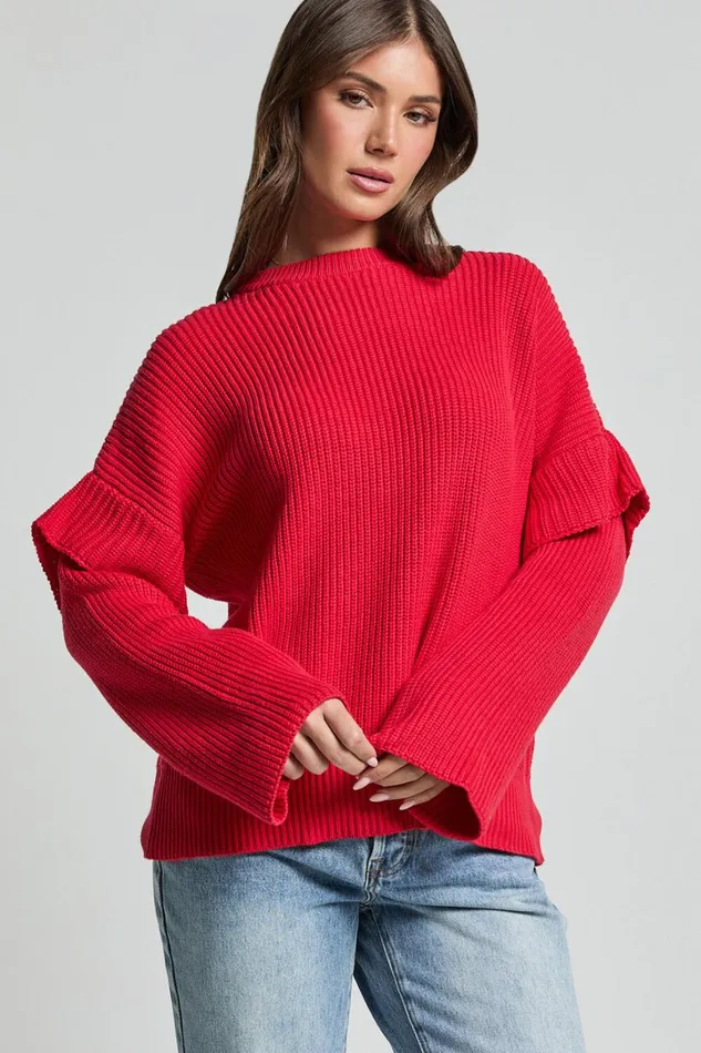 SNDYS The Label 8211 Marabella Knit Jumper In Cherry Women Showpo Sweaters and Cardigans