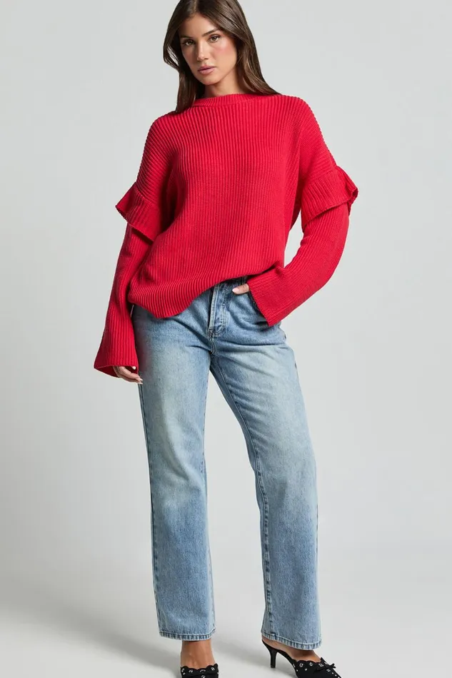 SNDYS The Label 8211 Marabella Knit Jumper In Cherry Women Showpo Sweaters and Cardigans