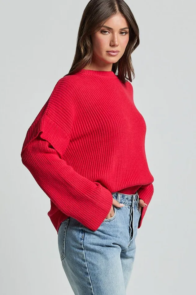 SNDYS The Label 8211 Marabella Knit Jumper In Cherry Women Showpo Sweaters and Cardigans