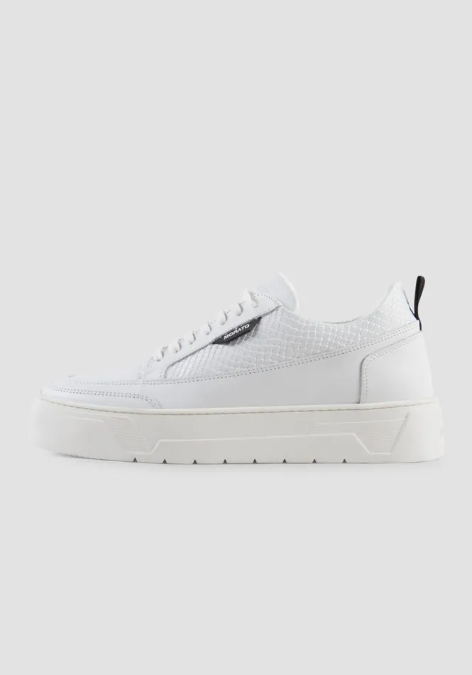 Sneakers Men Antony Morato Leather 034Flint034 Low Sneaker With Reptile Effect Details White