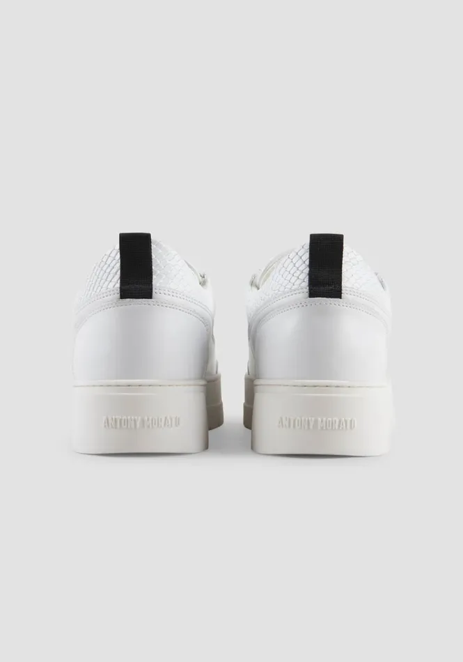 Sneakers Men Antony Morato Leather 034Flint034 Low Sneaker With Reptile Effect Details White