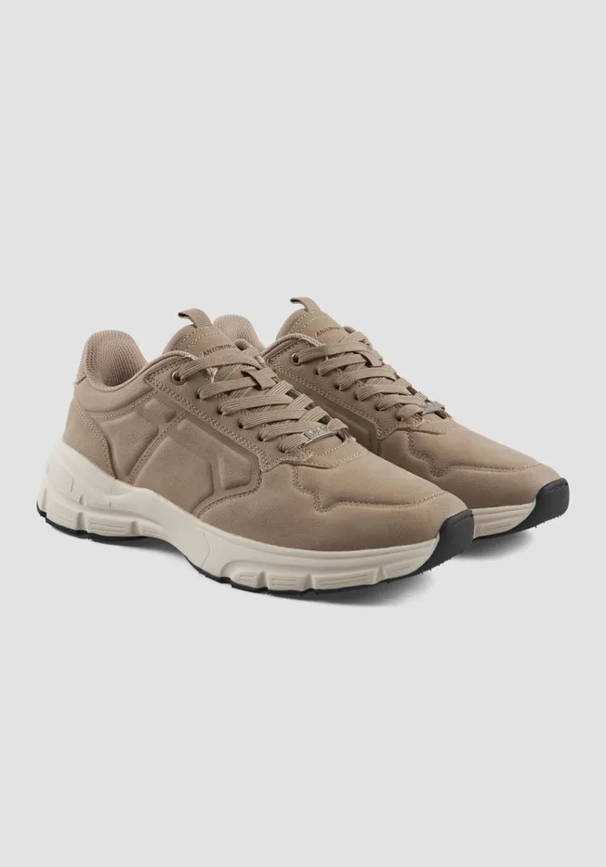Sneakers Men Antony Morato Maui Running Sneakers In NubuckEffect Fabric Beige