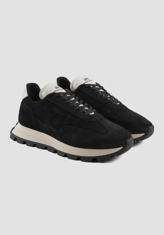 Sneakers Men Antony Morato Rhino Running Sneakers In Suede Black