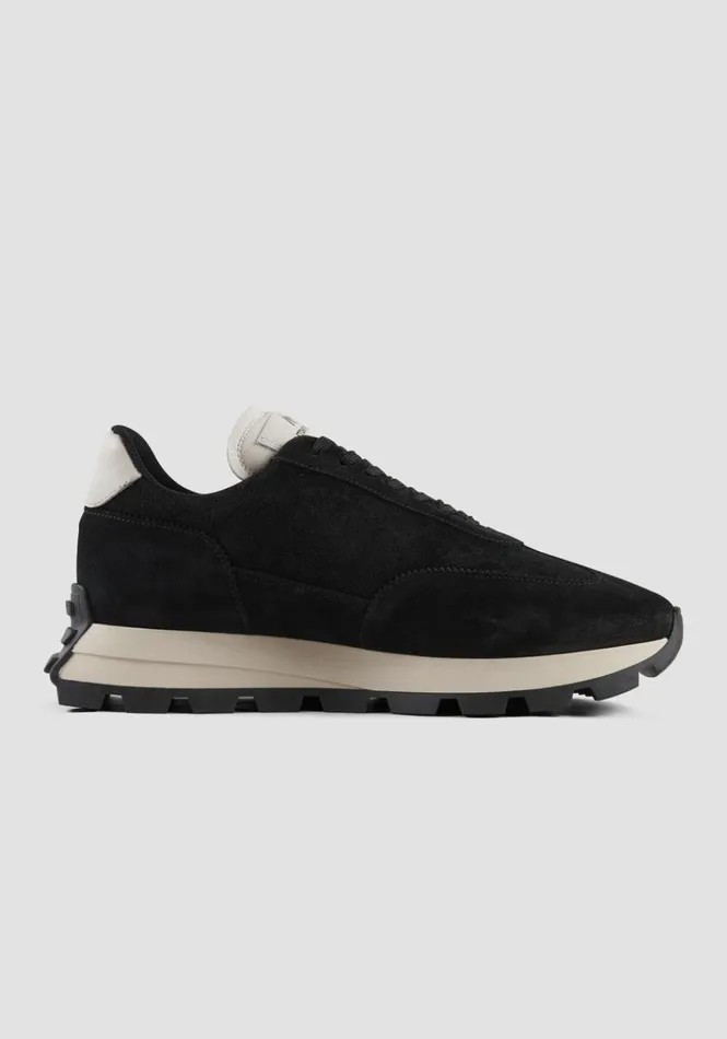 Sneakers Men Antony Morato Rhino Running Sneakers In Suede Black