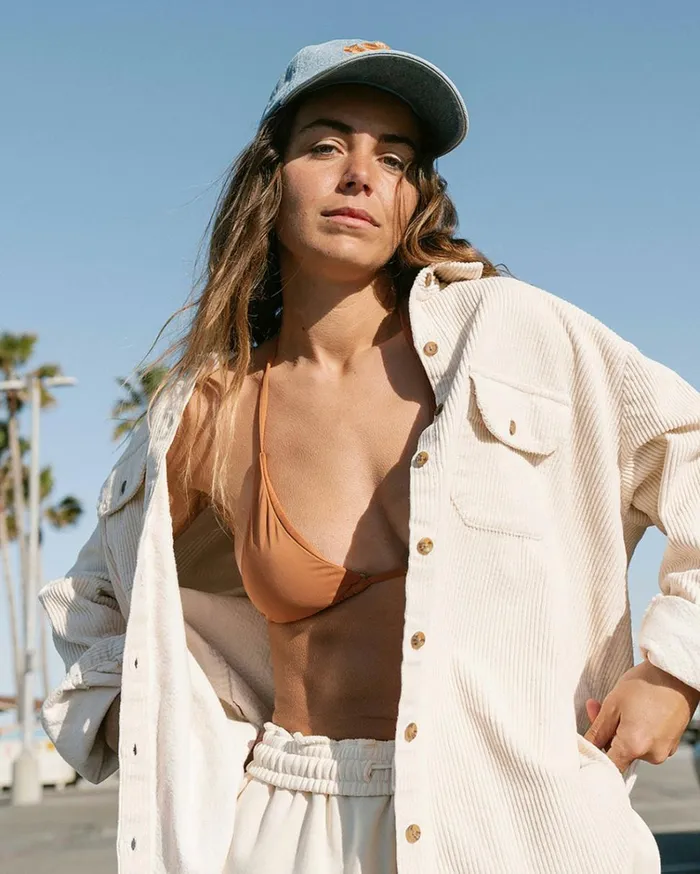 So Stoked Cord Long Sleeve Top Whitecap Women Billabong Tops