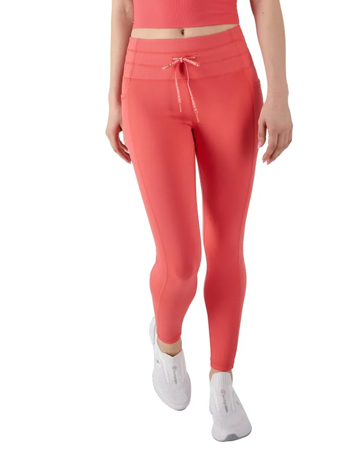 Soft Touch Drawcord Leggings Anti Odor C Logo 25034 High Tide Coral Women Champion Leggings