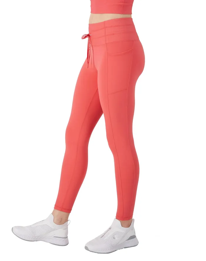 Soft Touch Drawcord Leggings Anti Odor C Logo 25034 High Tide Coral Women Champion Leggings