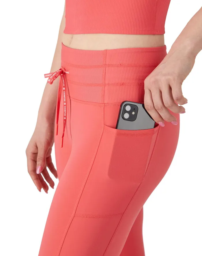 Soft Touch Drawcord Leggings Anti Odor C Logo 25034 High Tide Coral Women Champion Leggings