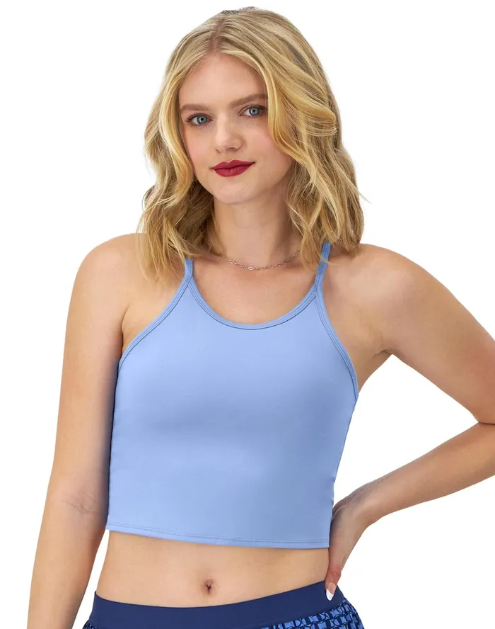 Soft Touch Longline Cami Shelf Bra C Logo Plaster Blue Women Champion Sports Bras and Bralettes