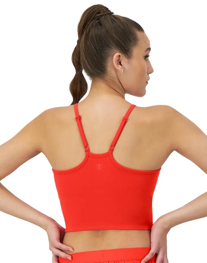Soft Touch Longline Cami Shelf Bra C Logo Solar Crimson Women Champion Sports Bras and Bralettes