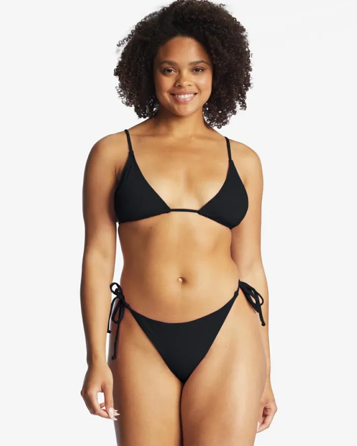Sol Searcher TieSide Tanga Bikini Bottoms Black Pebble Women Billabong Bikinis