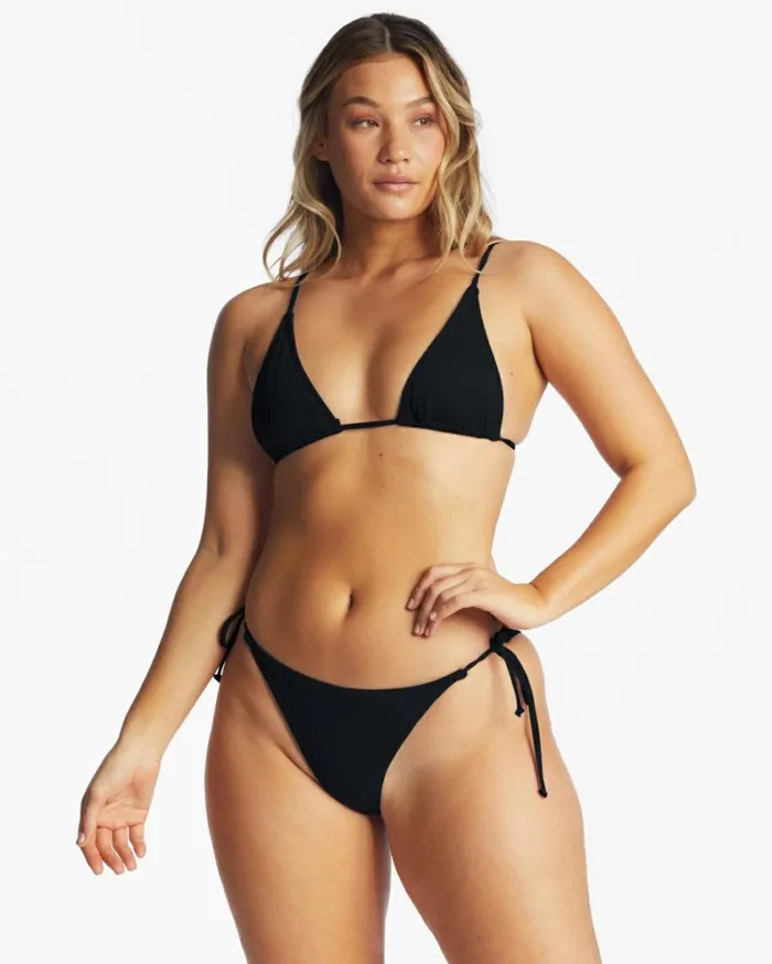 Sol Searcher TieSide Tanga Bikini Bottoms Black Pebble Women Billabong Bikinis