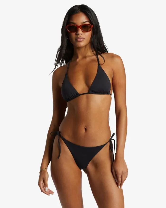 Sol Searcher TieSide Tanga Bikini Bottoms Black Pebble Women Billabong Bikinis