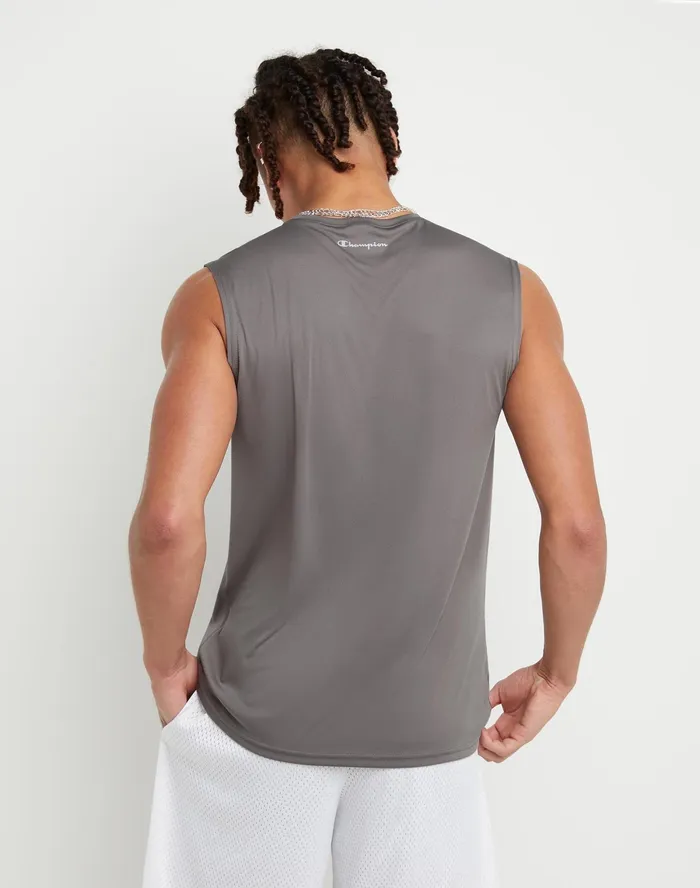 Sport Muscle Tank Reflective C Logo Stone Grey Men Champion TShirts and Tops