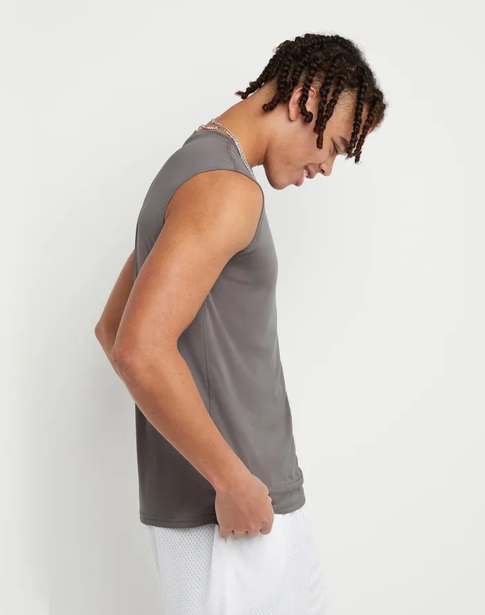 Sport Muscle Tank Reflective C Logo Stone Grey Men Champion TShirts and Tops