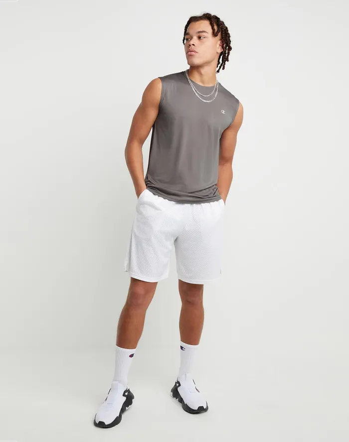 Sport Muscle Tank Reflective C Logo Stone Grey Men Champion TShirts and Tops