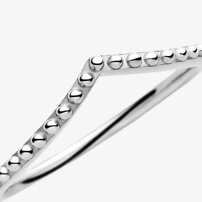 Stackable Rings Women Pandora Beaded Wishbone Ring