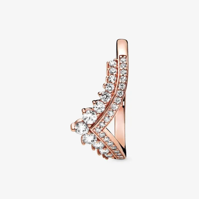 Stackable Rings Women Pandora Princess Wishbone Ring Rose Gold Plated