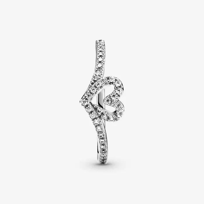 Stackable Rings Women Pandora Sparkling Wishbone Heart Ring Sterling Silver