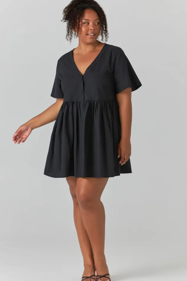 Staycation Mini Dress 8211 Smock Button Up Dress In Black Women Showpo Curve Clothes