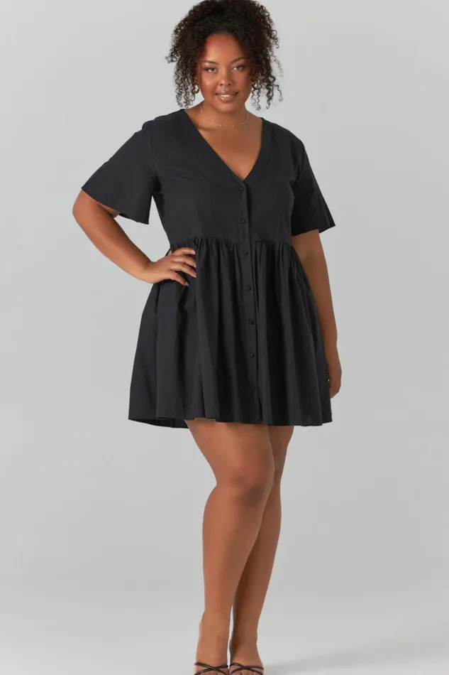 Staycation Mini Dress 8211 Smock Button Up Dress In Black Women Showpo Curve Clothes