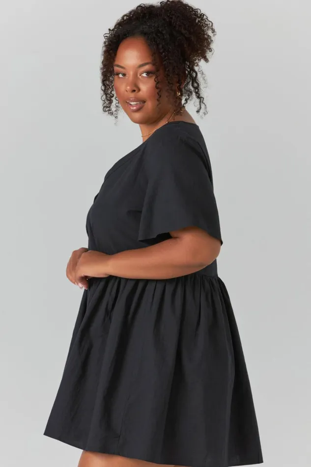 Staycation Mini Dress 8211 Smock Button Up Dress In Black Women Showpo Curve Clothes