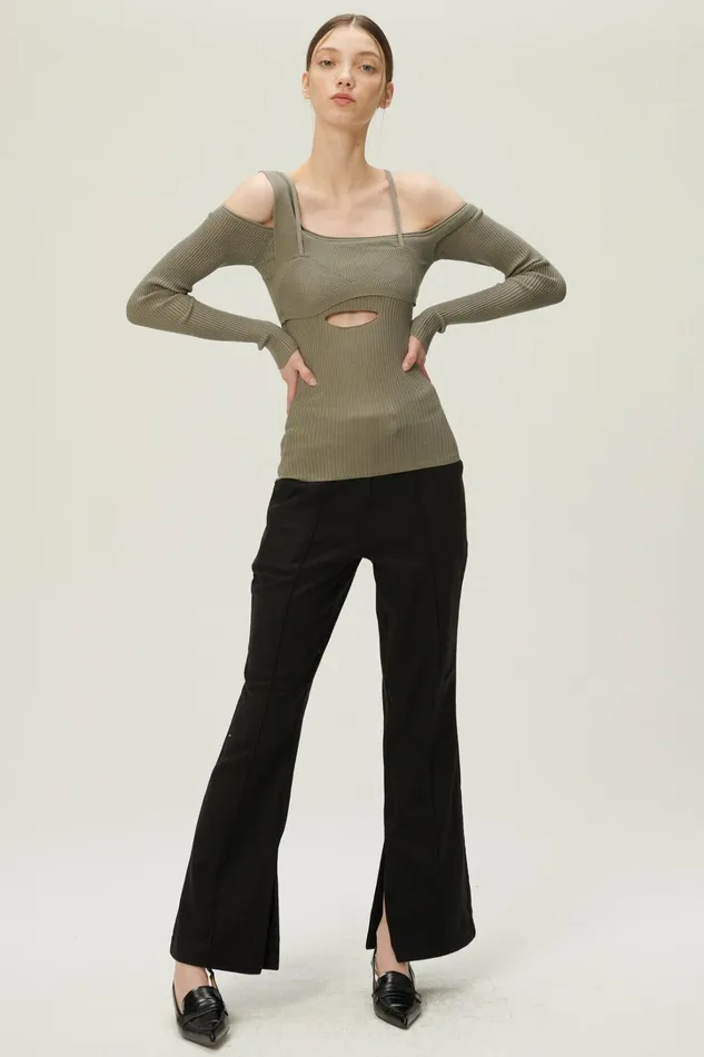 Storets Arisha Layered Effect Knit Top Women Sweaters and Knitwears