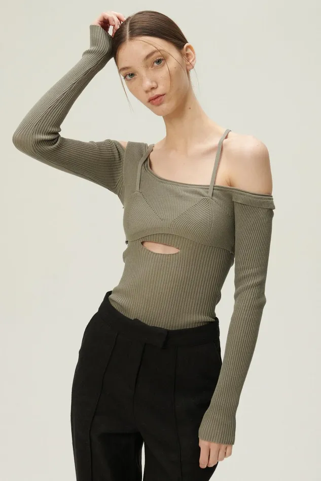 Storets Arisha Layered Effect Knit Top Women Sweaters and Knitwears
