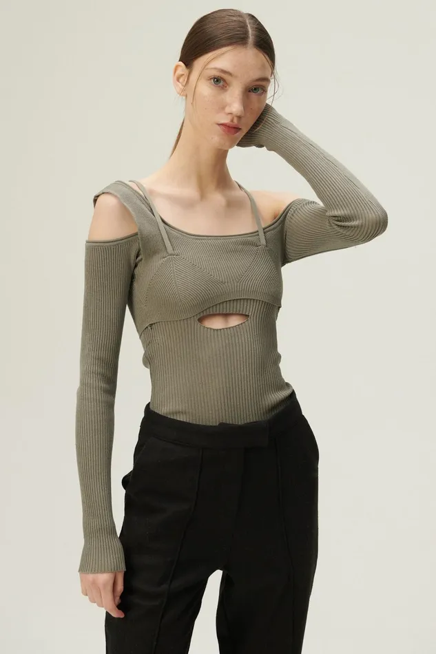 Storets Arisha Layered Effect Knit Top Women Sweaters and Knitwears