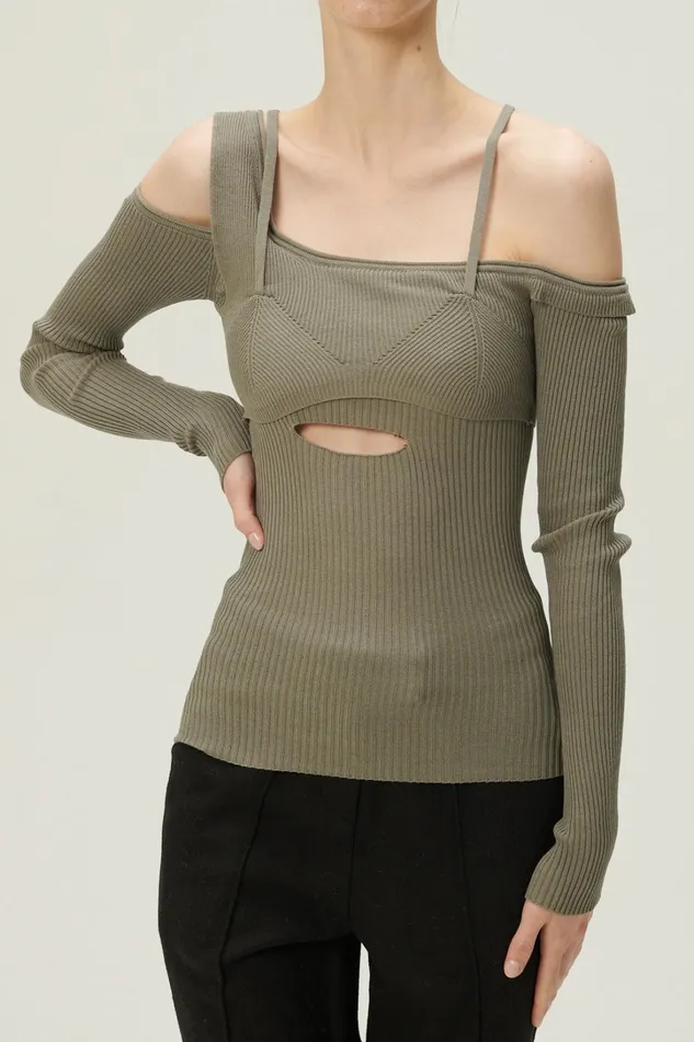 Storets Arisha Layered Effect Knit Top Women Sweaters and Knitwears