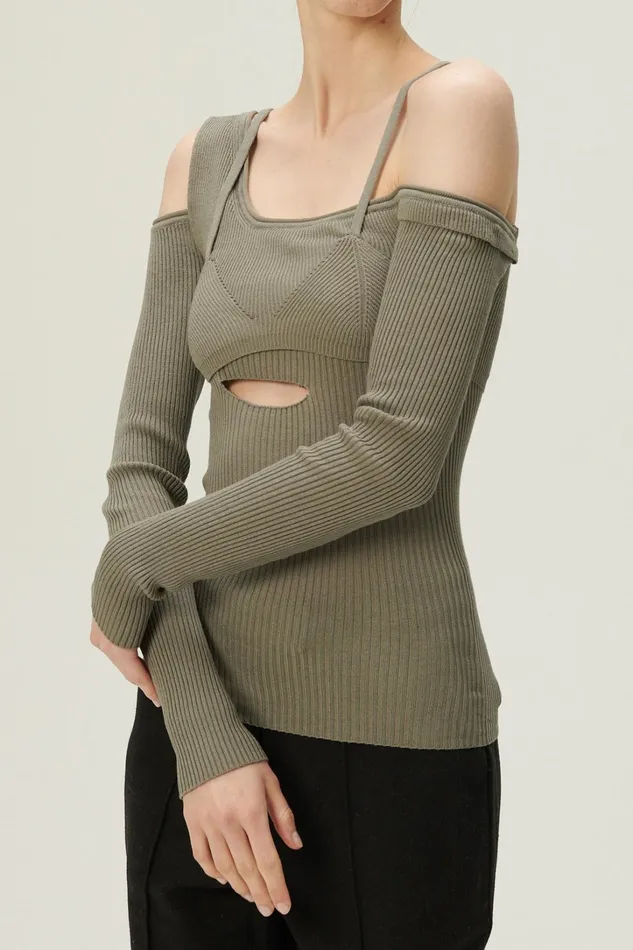 Storets Arisha Layered Effect Knit Top Women Sweaters and Knitwears