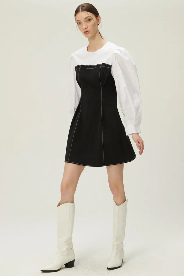 Storets Avery Puff Sleeve Dress Women Mini Dresses