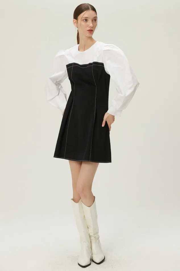 Storets Avery Puff Sleeve Dress Women Mini Dresses