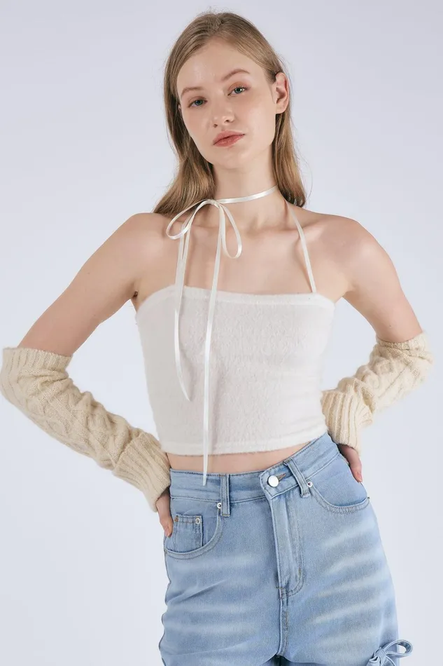 Storets Ella Fuzzy Strapless Top Women Tops Storets Ella Fuzzy Strapless Top Women Tops