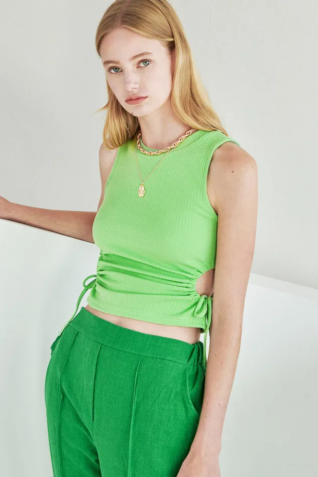 Storets Giselle Ribbed Cutout Top Women Tops