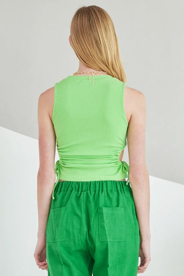 Storets Giselle Ribbed Cutout Top Women Tops