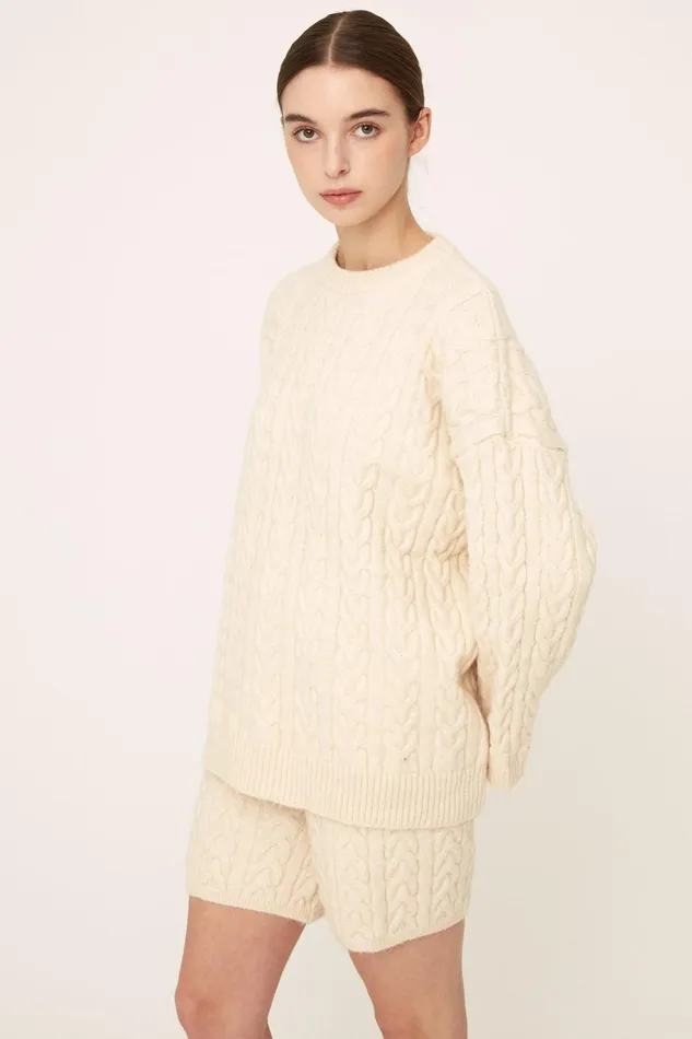 Storets Ivy Cable Sweater N Shorts Set Women Sweaters and Knitwears