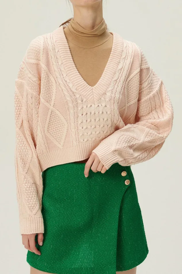 Storets Joana Vneck Pattern Sweater Women Sweaters and Knitwears