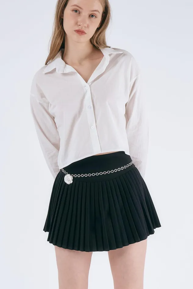 Storets Lily Pleated Mini Skirt Wbelt Women Skirts