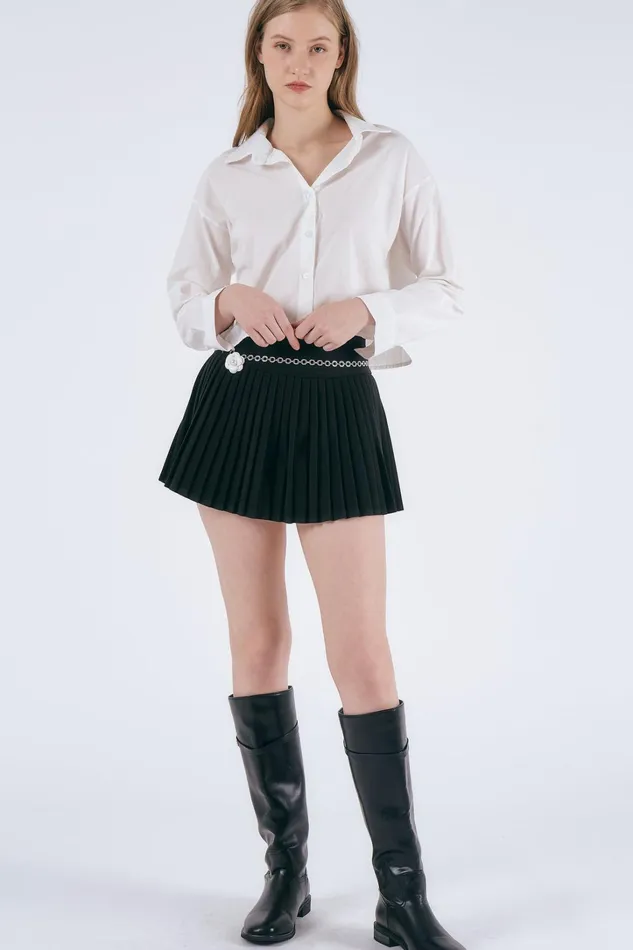 Storets Lily Pleated Mini Skirt Wbelt Women Skirts