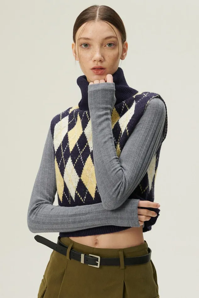 Storets Ludi Argyle Knit Vest Women Sweaters and Knitwears