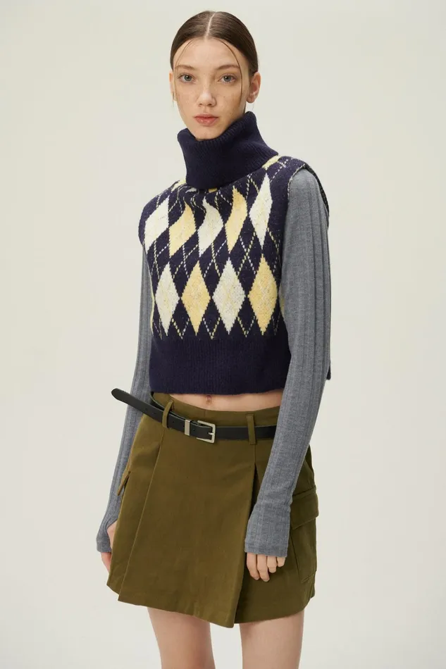Storets Ludi Argyle Knit Vest Women Sweaters and Knitwears