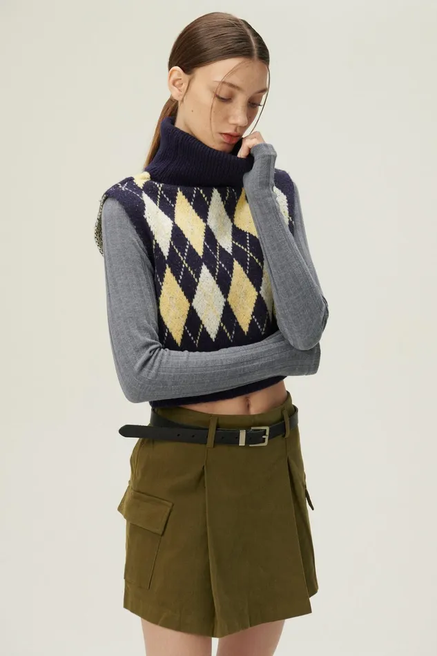 Storets Ludi Argyle Knit Vest Women Sweaters and Knitwears