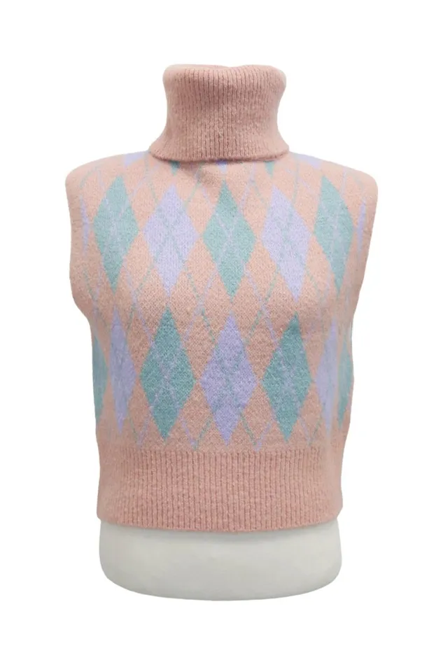 Storets Ludi Argyle Knit Vest Women Sweaters and Knitwears