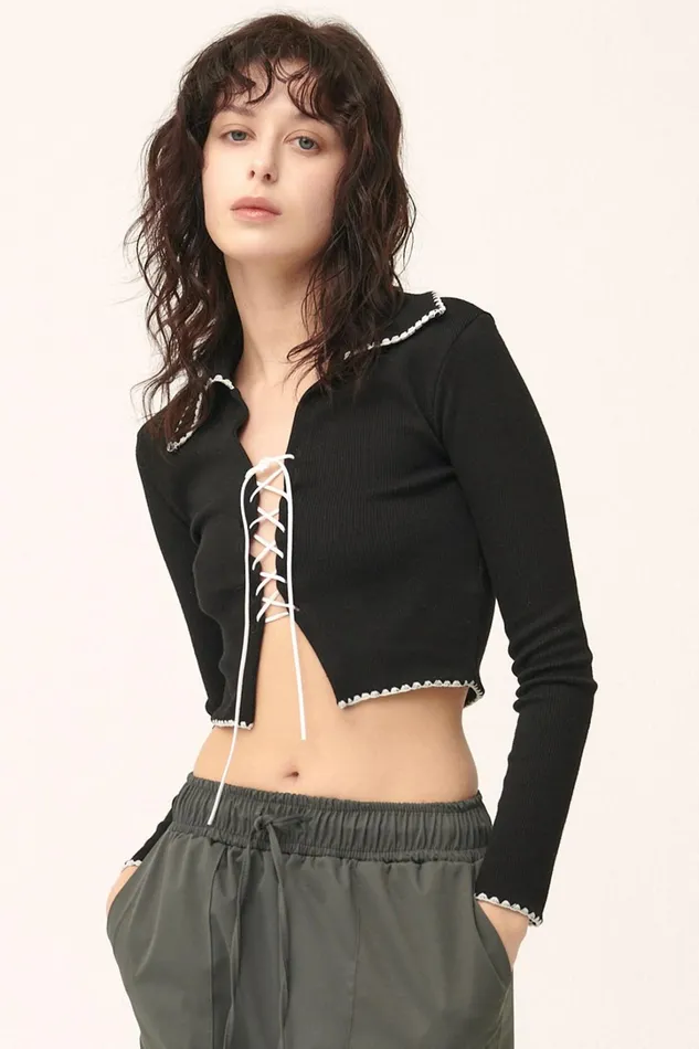 Storets Milla Open Front Crop Top Women Tops